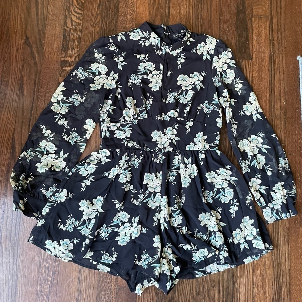 Topshop black floral romper